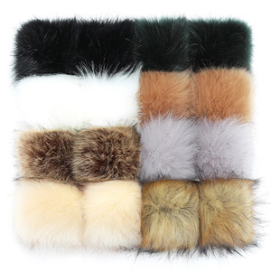 可愛い手作りぬいぐるみフェイクフォックスファーボールポンポンふわふわ白ポンポンラクーンファーボール弾性バンド付き - Product Image 4