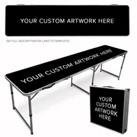 Mesa de Beer Pong Plegable de Aluminio de 8 Pies Portátil con Luces Led y Agujeros de Diseño Personalizado