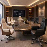 Chaise de bureau de direction à dossier haut en cuir pivotante bicolore crème caramel pour bureau de manager