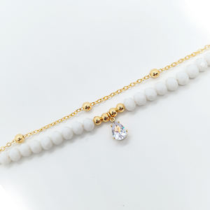 Bijoux en cuivre plaqué or 18 carats pour femmes bracelet de cheville en zircon Double couche mode chapelet blanc bracelet de cheville cadeau filles - Product Image 5