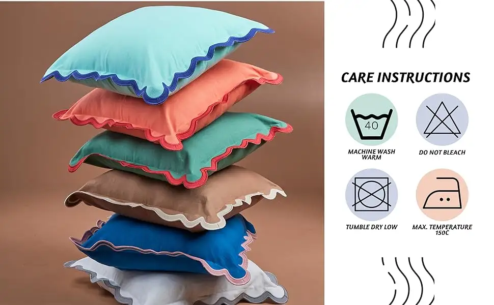Cotone 100% con bordo ondulato Boho copricuscino divano federa decorativo gettare fodere per cuscino per casa divano soggiorno