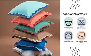 100% katun dengan tepi bergelombang penutup bantal Boho sarung bantal Sofa lempar dekoratif penutup bantal untuk Sofa ruang tamu