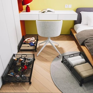 Chambre <span class=keywords><strong>à</strong></span> coucher roulant pliable en métal <span class=keywords><strong>sous</strong></span> le <span class=keywords><strong>lit</strong></span> tiroirs de rangement chariot conteneur organisateur boîte avec roues - Product Image 4