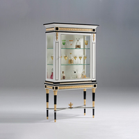 Meubles de salon de luxe classiques haut de gamme armoire de bar à vin en placage de bois brun grande armoire de stockage de vin en verre et en bois