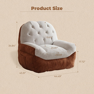 Sillón Individual Contemporáneo de Bouclé, Sofá de Ocio con Bloques de Color y Bolsillo de Almacenamiento, Empacado al Vacío - Product Image 2