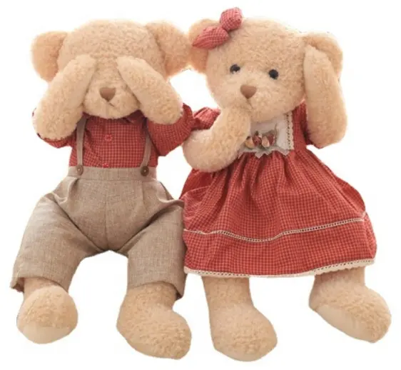 Good Price Wedding Doll Wedding Gift Couple Teddy Bear Plush Toy Doll with Built-in Magnet for Home Decoration