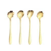 Cuillère créative en acier inoxydable motif fleur de cerisier, mélangeur à café à long manche en forme de cœur, cuillères à dessert et à miel, idéales comme cadeau