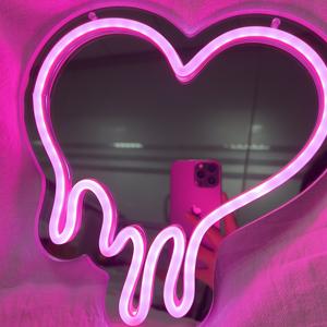 Enseigne néon coeur Melt Heart <span class=keywords><strong>Neon</strong></span> Mirror Signs pour décoration murale, chambre à coucher, chambre d'adolescents enfants filles, LED Pink Heart <span class=keywords><strong>Neon</strong></span> Lights for Part - Product Image 3