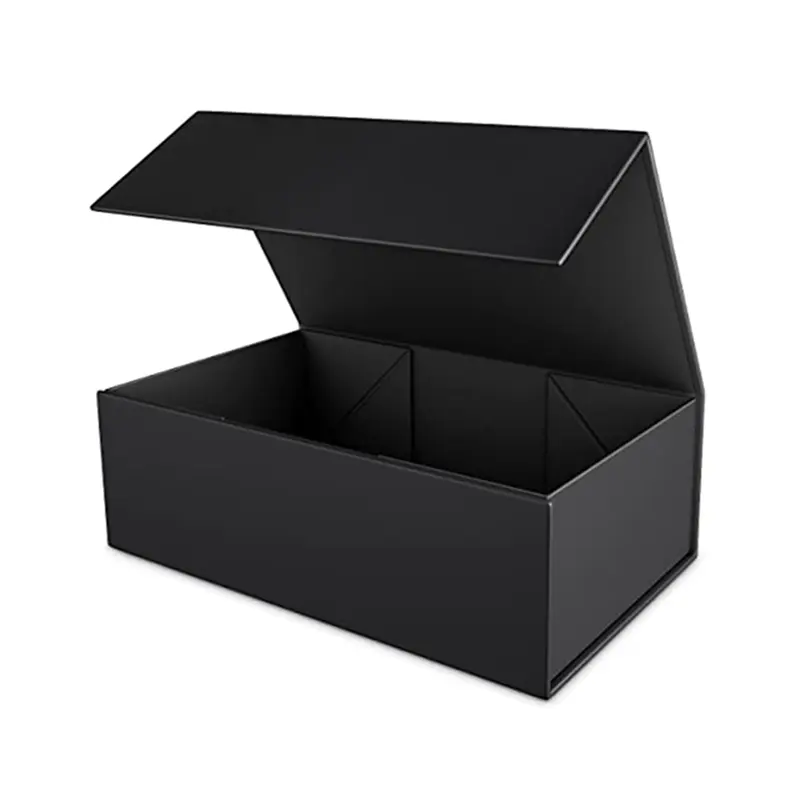 Özel Logo tasarımcı lüks siyah sert karton katlanabilir katlanır sert kağıt mıknatıs ambalaj manyetik kapatma hediye kutuları