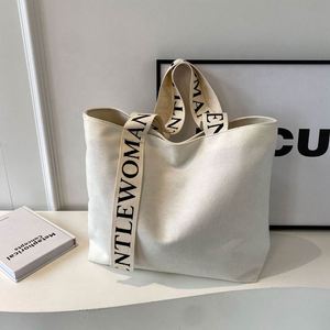 2026 New Trending Product Women Black White Canvas Tote <b>Bag</b> Custom Personalizable Webbing Handle Brand Logo Whosale - Product Image 2