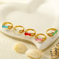 Bambus-Gelenk Blau Emaillierter Modeschmuck Edelstahl-Ring Stilvoller Damen Alltags-Fingerring