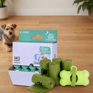 Sacs à déjections canines en plastique écologiques personnalisés, qualité supérieure, faible MOQ, commandes en gros, 100 sacs biodégradables pour animaux de compagnie, sacs à crottes de chien - Product Image 5
