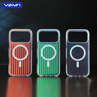 VAWI B181 Étui de téléphone magnétique en métal ondulé avec peinture en métal ondulé résistant aux chocs pour 13 14 15 16 17 Pro Max Coque de téléphone colorée