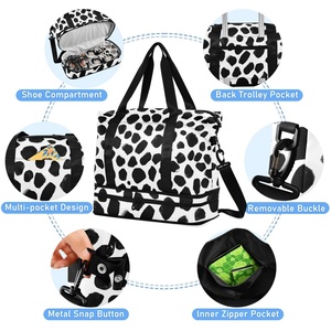 Black Leopard Print Customs Logo Large Capacity Portable Travel <b>Bag</b> for Leisure Sports Dry Wet Separation Yoga Fitness <b>Bag</b> - Product Image 5