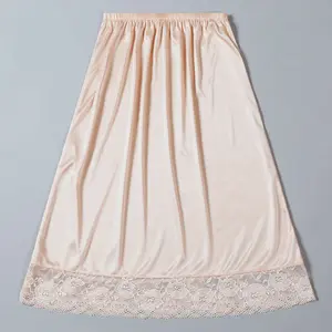 60cm Longo Mulheres Cetim Metade Deslizamento Underskirt Longo Petticoat A Linha Sob Vestido Saia De Segurança