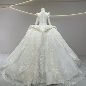 Robes de mariée musulmanes JFH68 à manches longues en satin pailleté pour femmes - Product Image 2