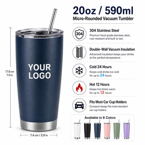 Custom Logo 20oz Compact Car Tumbler 304 Stainless Steel Vacuum Insulated Travel Mug With Straw For <b>Hot</b> and Cold <b>Drinks</b> Daily - Product Image 4