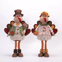 Ensemble de 2 figurines de dinde en peluche pour Thanksgiving, 14 pouces, décor de table d'automne debout
