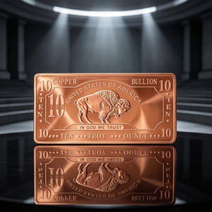 Barra de cobre de 10 onzas, diseño de búfalo de los Estados Unidos de América, con la inscripción 'En Dios confiamos'. - Product Image 6