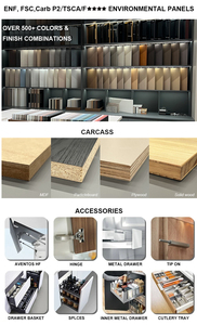 Meubles de cuisine modulaires modernes en acier inoxydable avec évier et crédence, portes en contreplaqué pour appartement - Product Image 5