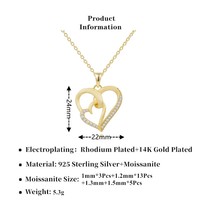 Collier Cœur pour Femme, Collier Délicat à Deux Cœurs en Moissanite, Argent S925, Bijou Cœur d'Amour, Cadeau pour Mère, Épouse