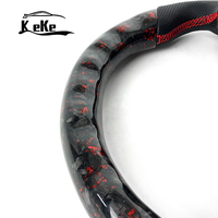 Volant personnalisé en fibre de carbone forgée rouge avec cuir perforé noir pour Ford Focus MK3 ST