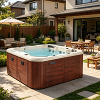 Spa de jardin moderne en acrylique Sunrans pour 4 personnes, avec hydrothérapie Balboa et garantie de 5 ans, idéal pour la détente sur la terrasse ou la cour.