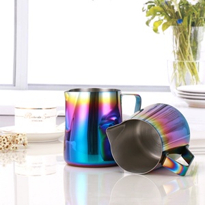 Outils <span class=keywords><strong>de</strong></span> préparation du café à domicile, ustensiles pour la préparation du café, pichet à <span class=keywords><strong>lait</strong></span> en acier inoxydable coloré, pichet pour l'art latte au café - Product Image 5