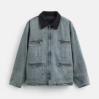 Veste en jean courte pour homme de haute qualité, style streetwear, avec logo personnalisé, couleur contrastée, décontractée, en coton épais
