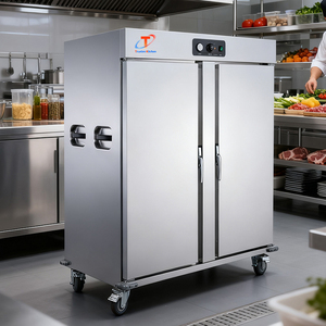 รถเข็นอุ่นอาหารเคลื่อนที่แบบชั้นวางทอง-เงิน ใช้ไฟฟ้า ทำจากสแตนเลส เหมาะสำหรับครัวเชิงพาณิชย์ ร้านอาหาร และบุฟเฟ่ต์ - Product Image 2