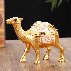 <span class=keywords><strong>Cendrier</strong></span> rond portable de luxe léger moderne en alliage de chameau avec couvercle pour bureau à domicile - Product Image 6