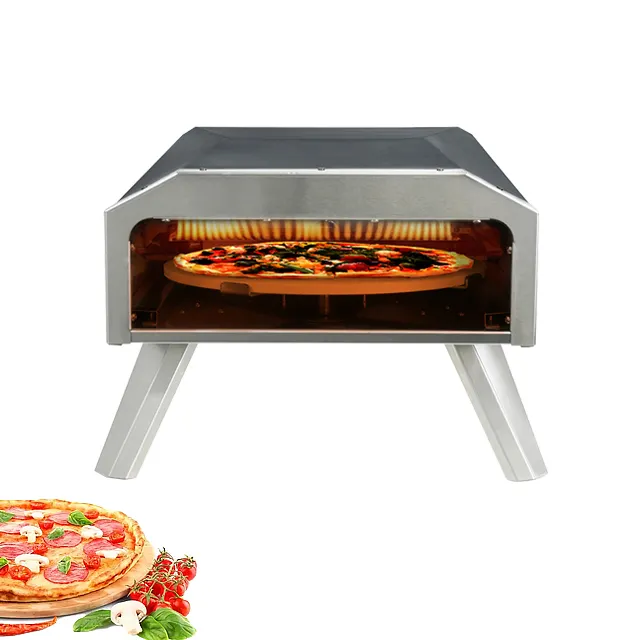 12Em gás Rotação Automática Uso Doméstico Mini Pizza Fornos Embutidos Torradeira Comercial Gás Pizza Maker Quatro uma Pizza Gás