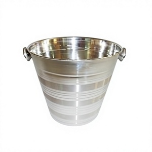 Seau à glace en acier inoxydable / Refroidisseur à vin avec poignées latérales, style industriel, durable, couleur personnalisable, logo, motif floral, pour les fêtes - Product Image 1