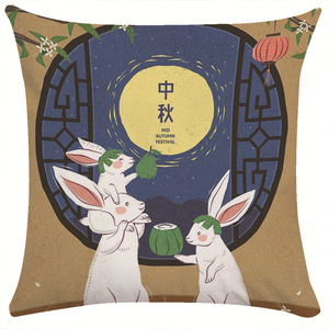 2026 New Chinese Style Creative Mid-Autumn Festival Throw <b>Pillow</b>, Chinese Style <b>Sofa</b> Bed Headrest <b>Pillow</b> Cushion Pillowcase - Product Image 2