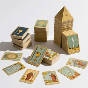 Vente en gros de cartes de tarot personnalisées avec motif de chat mignon, 78 pages, emballage en papier avec bordure dorée/argentée, guide du tarot - Product Image 3