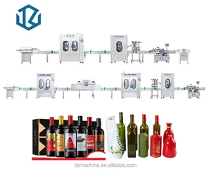 Linha de produção de enchimento de bebidas alcoólicas, vinho tinto, vodka, líquido e vinho com capacidade ajustável, rotulagem e tampas