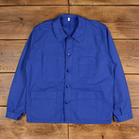 Veste de travail vintage française pour homme, en coton bleu, pour le travail