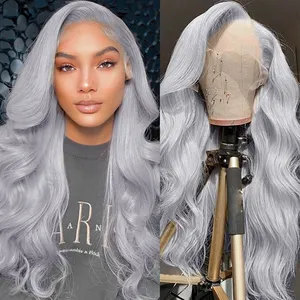 New Come Sliver Grey Wigs 13X4 Transparent Lace Frontal Wigs Lace Closure Wig Pre-Plucked Brazilian Hair Human Hair