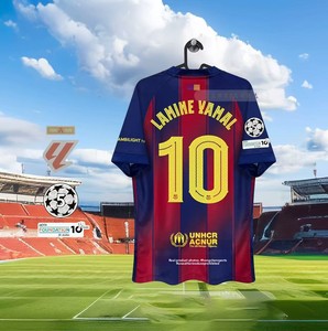 Camisetas de Fútbol del Barcelona Temporada 2025/26, Local y Visitante, Número 19, Yamal, Gavi, Lewandowski, Transpirables, 100% Nailon, Manga Corta - Product Image 2