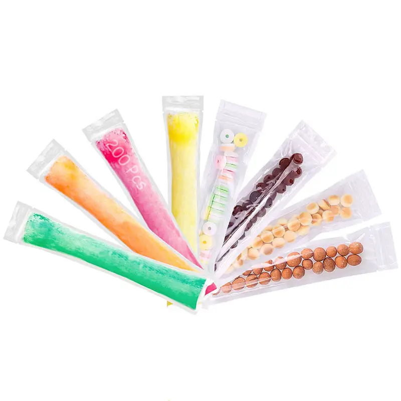 Custom Logo Printing Safe Material Bpa Free Yogurt Sticks Snack Candy Food Diy Smoothies Ice Pop Mold Bags With Ziplock