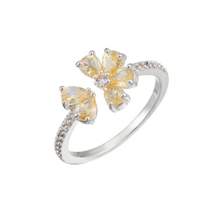Flower Crystal <b>Ring</b> Micro Paved Adjustable Index Finger Stackable Jewelry Everyday Wear - Product Image 5