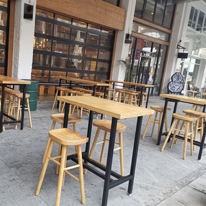 OEM Custom Restaurant Cafe Counter Furniture Wooden <b>Bar</b> Stool and <b>Table</b> - Product Image 3