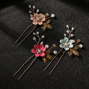 Barrette à cheveux en forme de U en cuir bleu <span class=keywords><strong>frais</strong></span> et perles, style Europe et Amérique, collection 2026, accessoire de coiffure, vente directe usine - Product Image 5