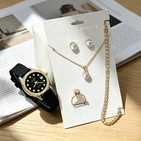Ensemble de montres pour femmes, coffret cadeau tendance, montre-bracelet à quartz, cadran rond de 30 mm, calendrier, strass, bijoux, vente en gros
