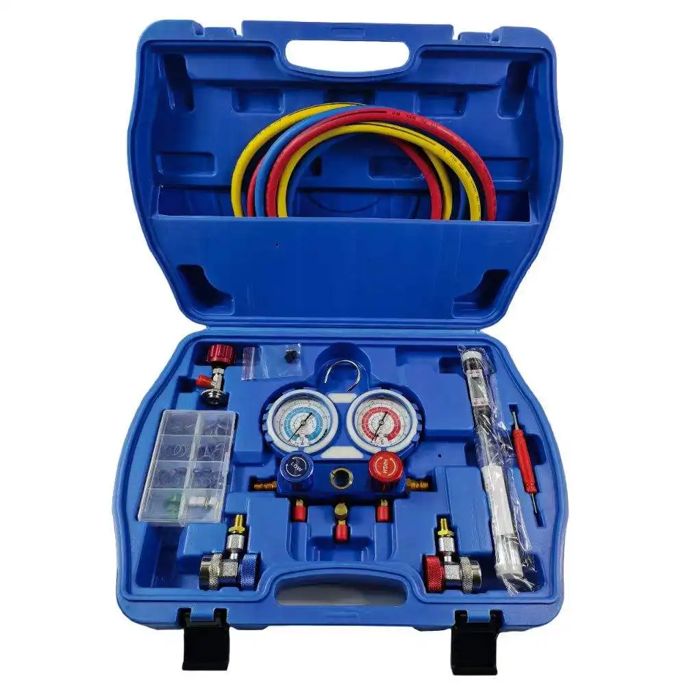 Excellent Quality Pressure Gauges Low High Precision For R134 Refrigerant With 3 Charging Hose Manifold Gauge Set