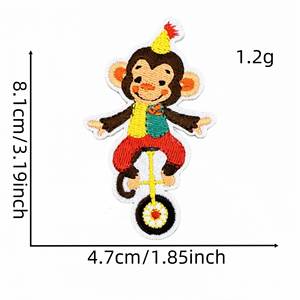 New Iron on Embroidered Cute Circus Flag Clowns Hat <b>Elephant</b> Monkey s Patch for Kid's Hat Bag Decoration - Product Image 6