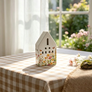 Porte-bougie en <span class=keywords><strong>porcelaine</strong></span>, deux styles, lanterne creuse pour bougie chauffe-plat, décoration de bureau rustique, cadeau artisanal pour mariage et fête - Product Image 3