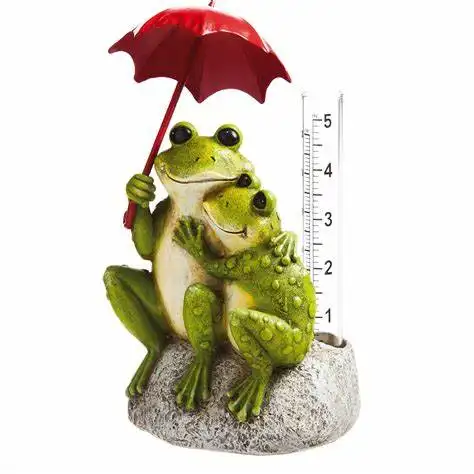 Özel ev dekor bahçe ölçme araçları toptan reçine kurbağa <span class=keywords><strong>şekil</strong></span>li dekoratif yağmur ölçer