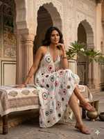 Robe longue bohème dos nu pour femme – Robe longue fluide en rayonne lurex pour les vacances à la plage, style bohème hippie