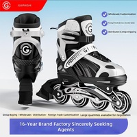 Patins à roulettes et chaussures à roulettes ajustables en taille, légers et respirants pour enfants et adultes, entraînement extérieur à 4 roues avec cuir PU
